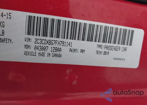 2015 Dodge Charger Se from USA, damaged, VIN 2C3CDXBG7FH791141
